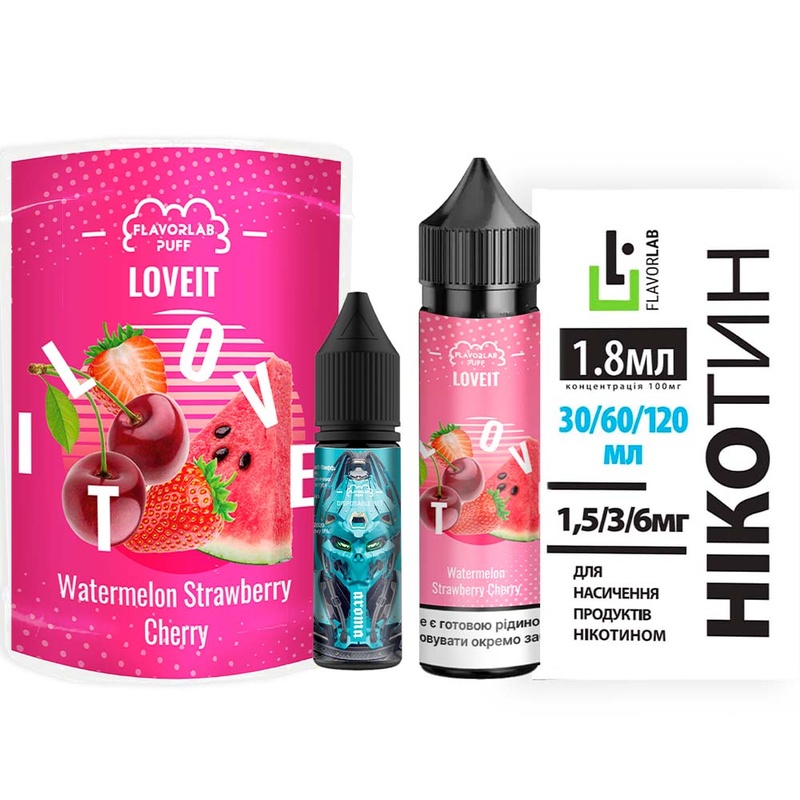 Набір Flavorlab Love IT Watermelon Strawberry Cherry, 60 мл