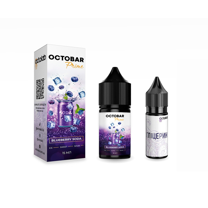 Набор Octobar Prime Blueberry Soda, 15 мл