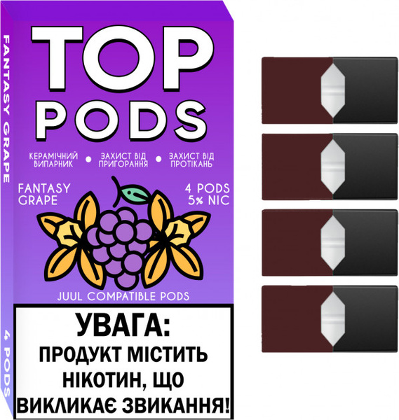 Сменный картридж для Juul TOP PODS - Fantasy Grape 4 шт (Original)